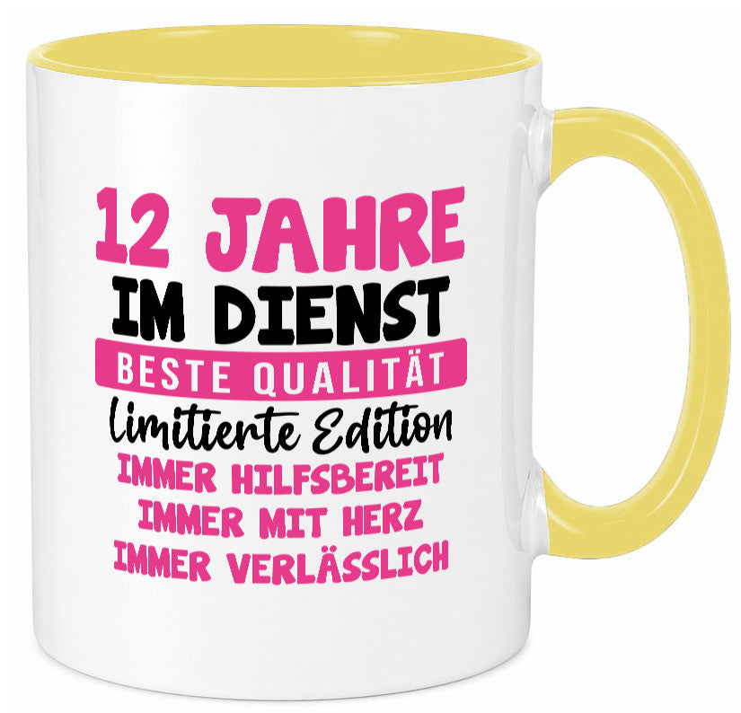 12 Jahre im Dienst | Jubiläum Arbeit v10 Geschenkidee Kollegen Büro Humor Tasse