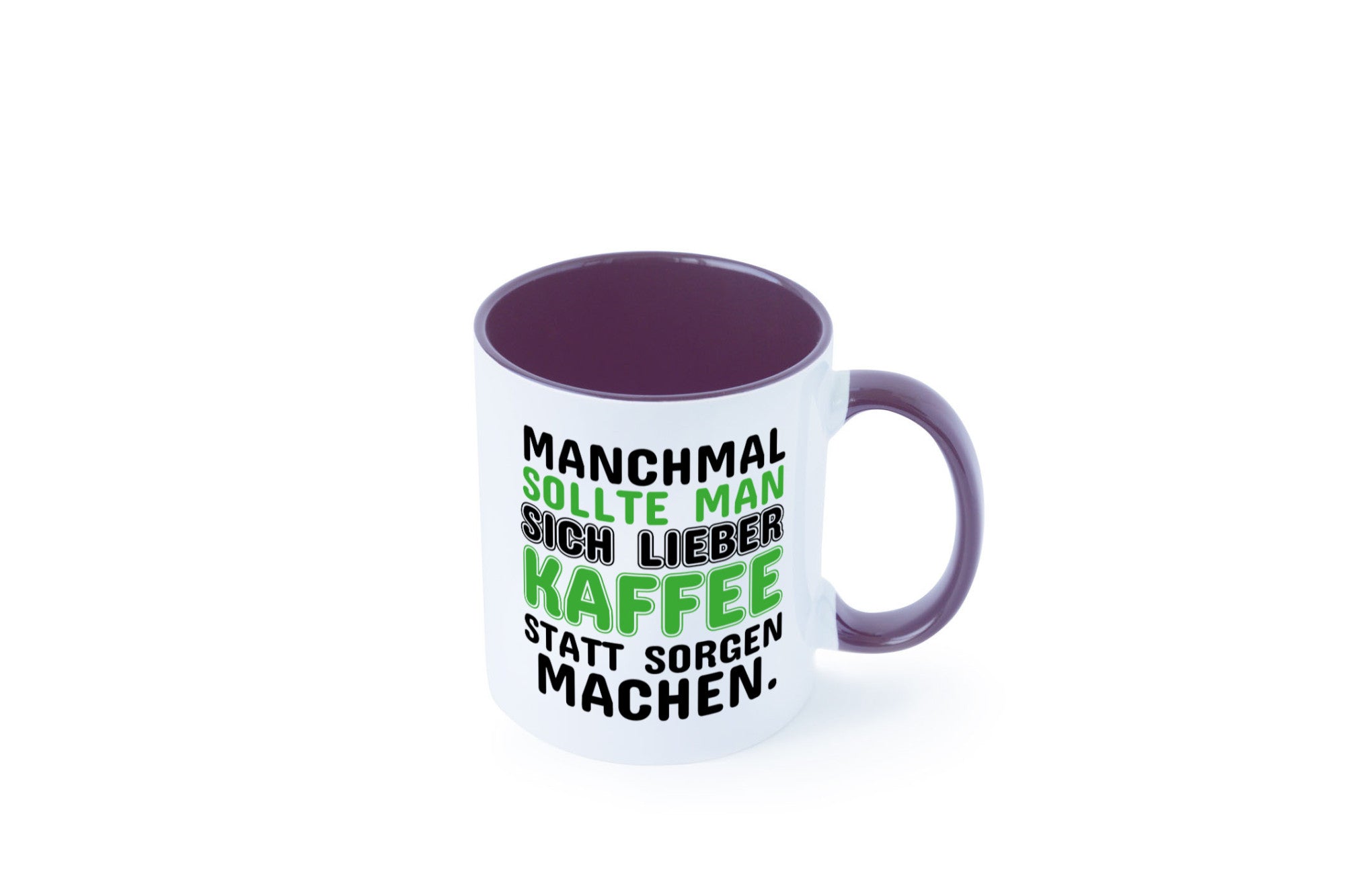 Kaffee statt sorgen lustiger Spruch Geschenk Humor Geschenkidee Tasse