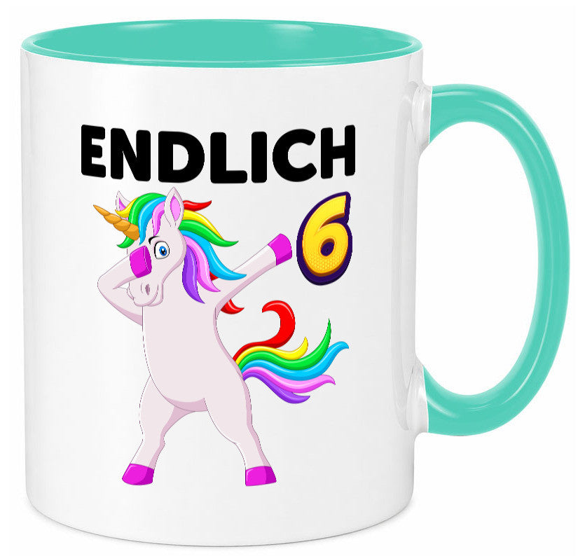 6. Geburtstag | endlich 6 Jahre Einhorn Mädchen Geschenkidee Humor Tasse