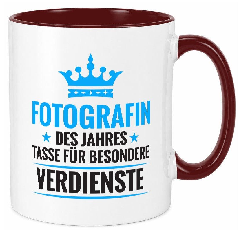 Besonderer Verdienst: Fotografin | Fotografie Kamera lustig Humor Geschenkidee Tasse