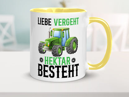 Liebe vergeht Hektar besteht | Traktor Bauer landwirt Humor Geschenkidee Tasse