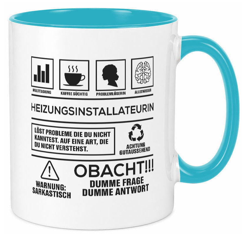 Achtung Probleme Heizungsinstallateurin | Heizung Humor Geschenkidee Tasse