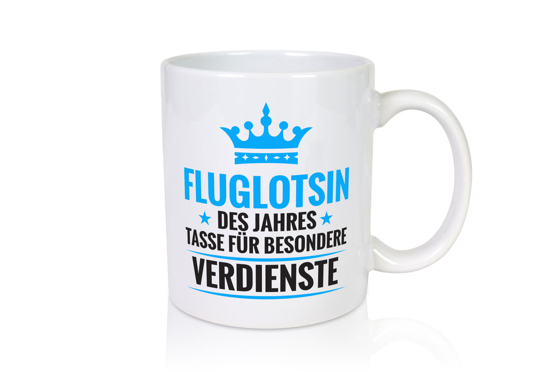 Besonderer Verdienst: Fluglotsin | Flughafen Flugverkehr lustiger Spruch Tasse