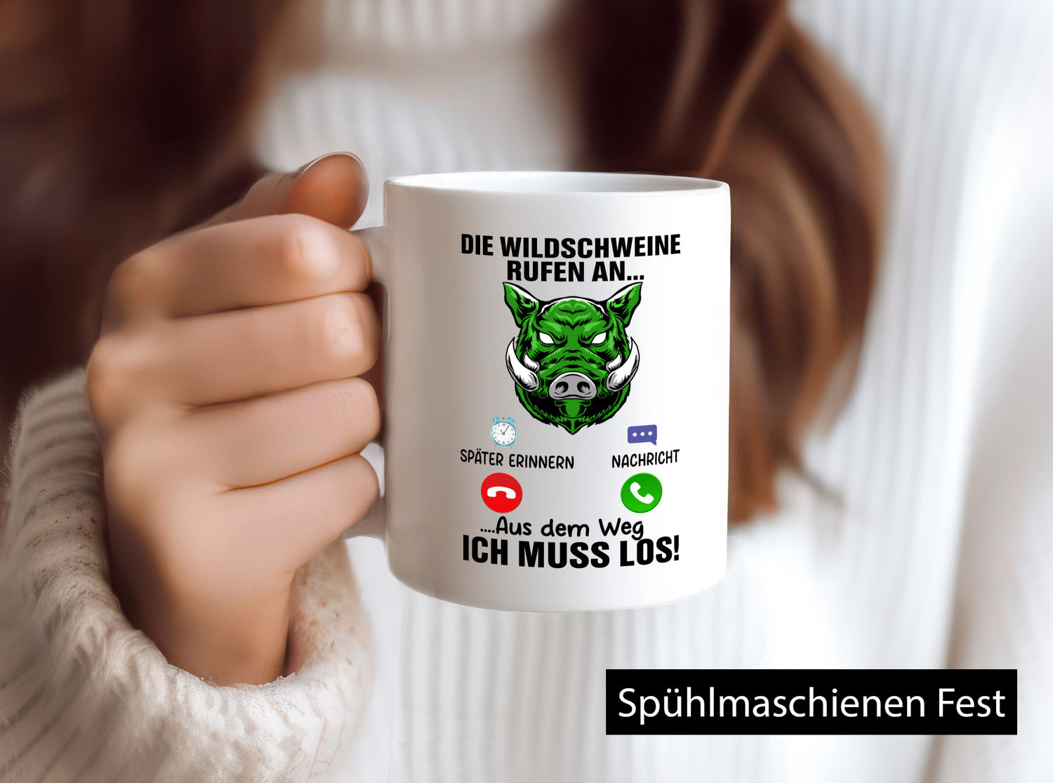 Wildschweinjagt | Wildscheine rufen an Jäger Humor Geschenkidee Tasse