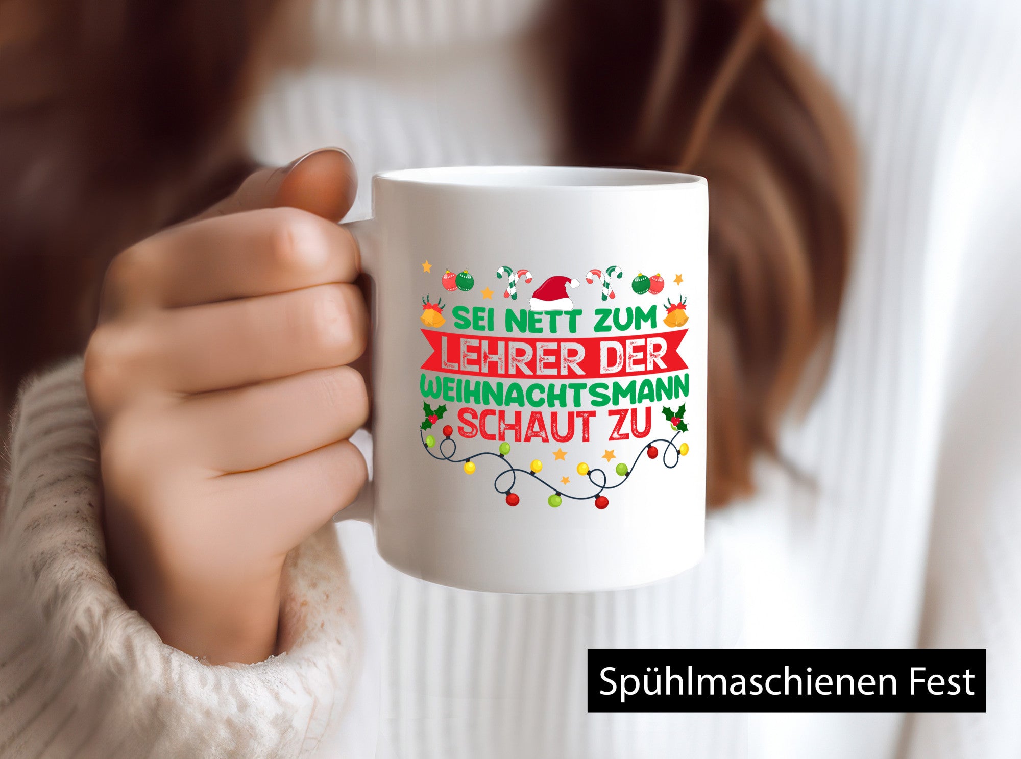 Sei nett zum Lehrer der Weihnachtsmann schaut zu v2 Geschenk Humor Geschenkidee