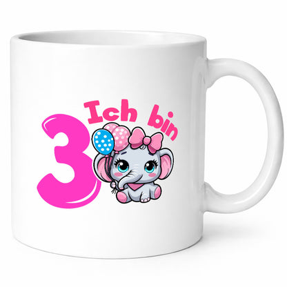 3. Geburtstag | 3 Jahre Elefant Mädchen lustig Geschenkidee Geschenk Tasse