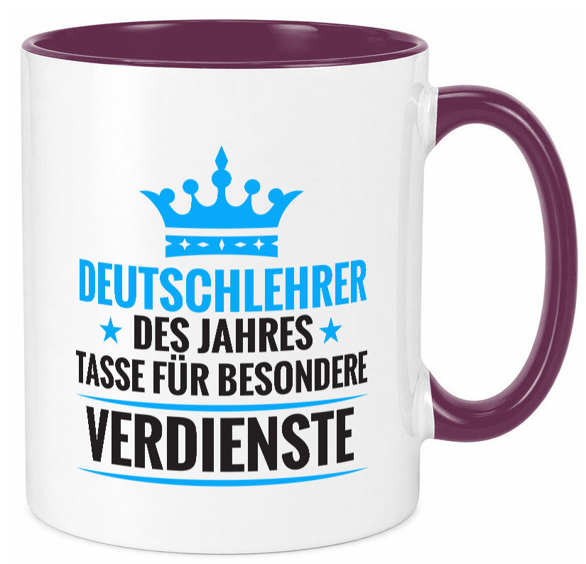 Besonderer Verdienst: Deutschlehrer | Lehrer Schule lustig Humor Geschenkidee Tasse