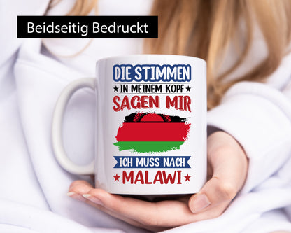 Malawi | Urlaub Stimmen in meinem Kopf Traumland Geschenkidee Humor Tasse