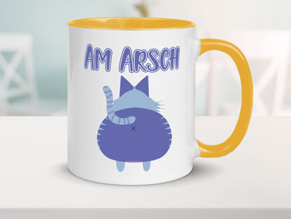 Am Arsch | Katzenmotiv Tasse Kollege Katzenbesitzer Geschenkidee Arbeit