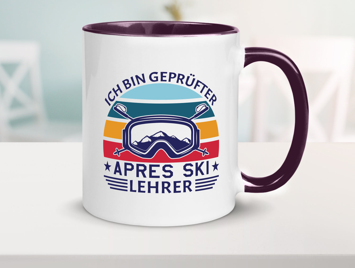 Geprüfter Apres Ski Lehrer | Ski-Brille Berge Ski-Stöck lustig Humor