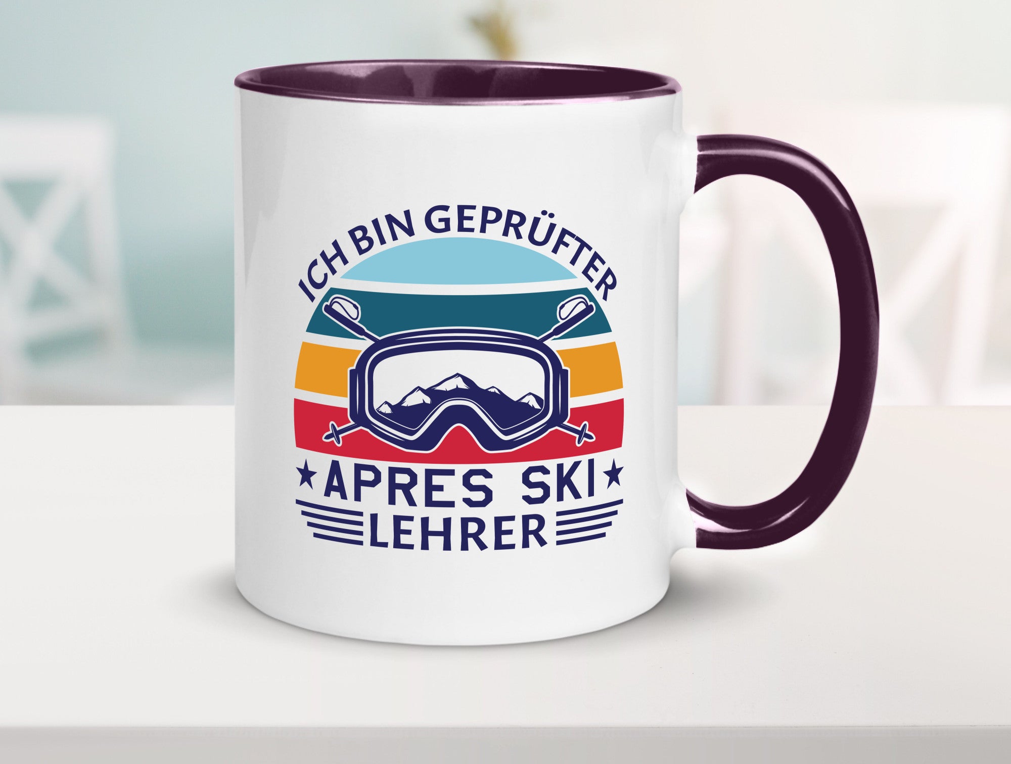 Geprüfter Apres Ski Lehrer | Ski-Brille Berge Ski-Stöck lustig Humor
