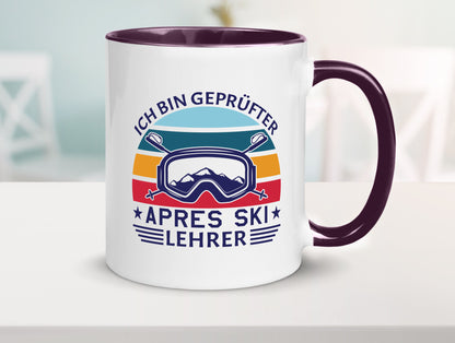 Geprüfter Apres Ski Lehrer | Ski-Brille Berge Ski-Stöck lustig Humor