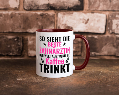 Kaffee trinkt: Zahnärztin | Zahnmedizin Beruf Geschenk Arbeit Kollegen Büro