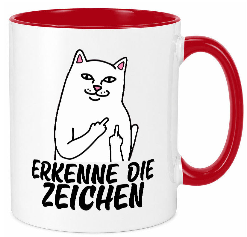 Erkenne die Zeichen | Katze Schatten Mittelfinger Geschenk Tierliebhaber Humor