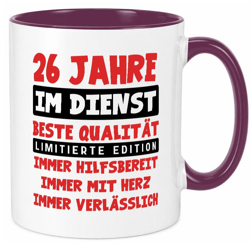 26 Jahre im Dienst | Jubiläum Arbeit v9 Geschenk Kollegen Büro lustiger Spruch Tasse