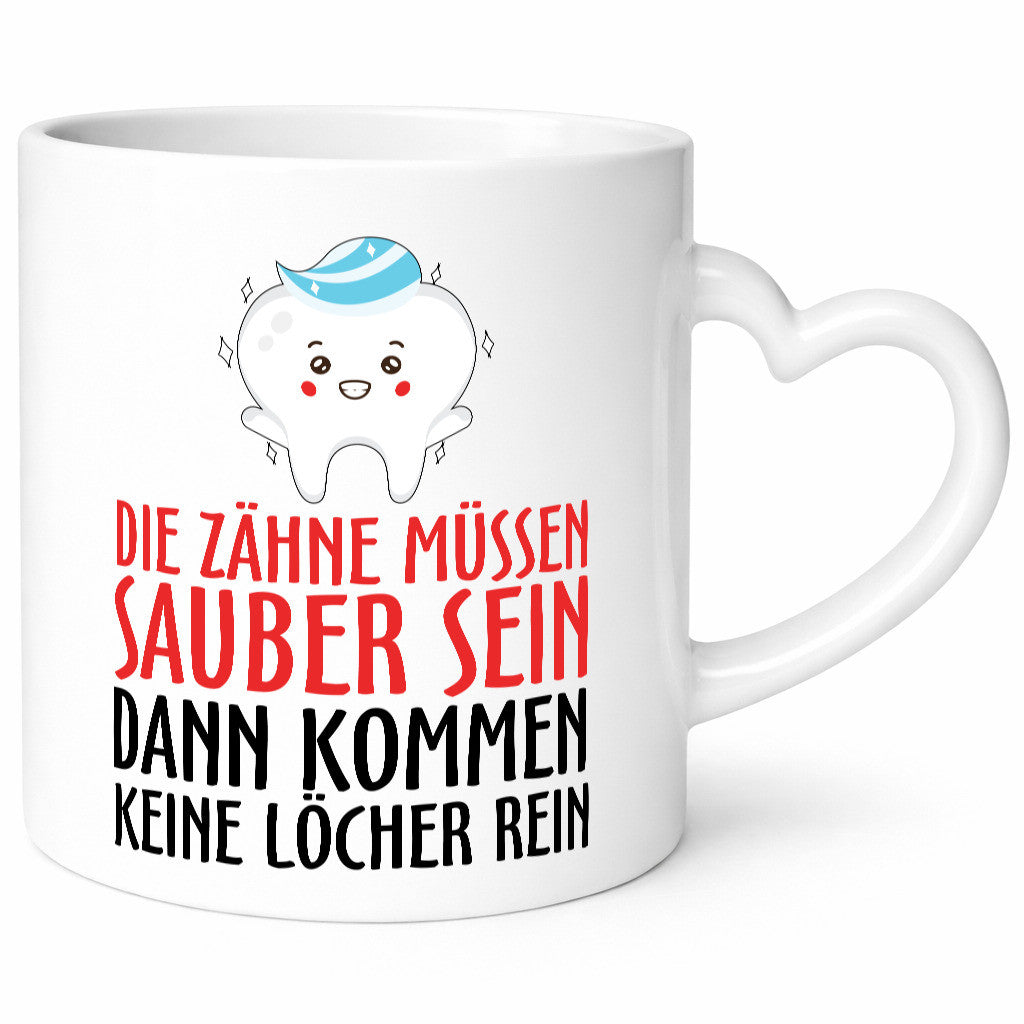 Sauber Zähne lustiger Spruch Geschenk Humor Geschenkidee Tasse