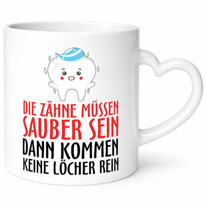 Sauber Zähne lustiger Spruch Geschenk Humor Geschenkidee Tasse