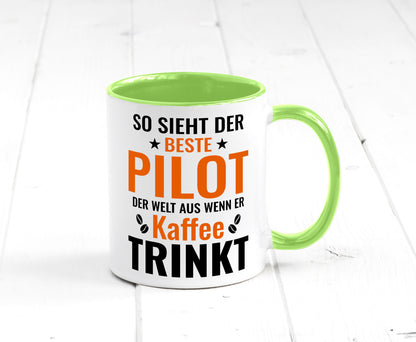 Kaffee trinkt: Pilot | Flugzeug Piloten lustiger Spruch Geschenk Humor