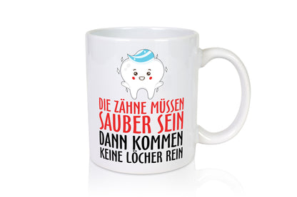 Sauber Zähne lustiger Spruch Geschenk Humor Geschenkidee Tasse