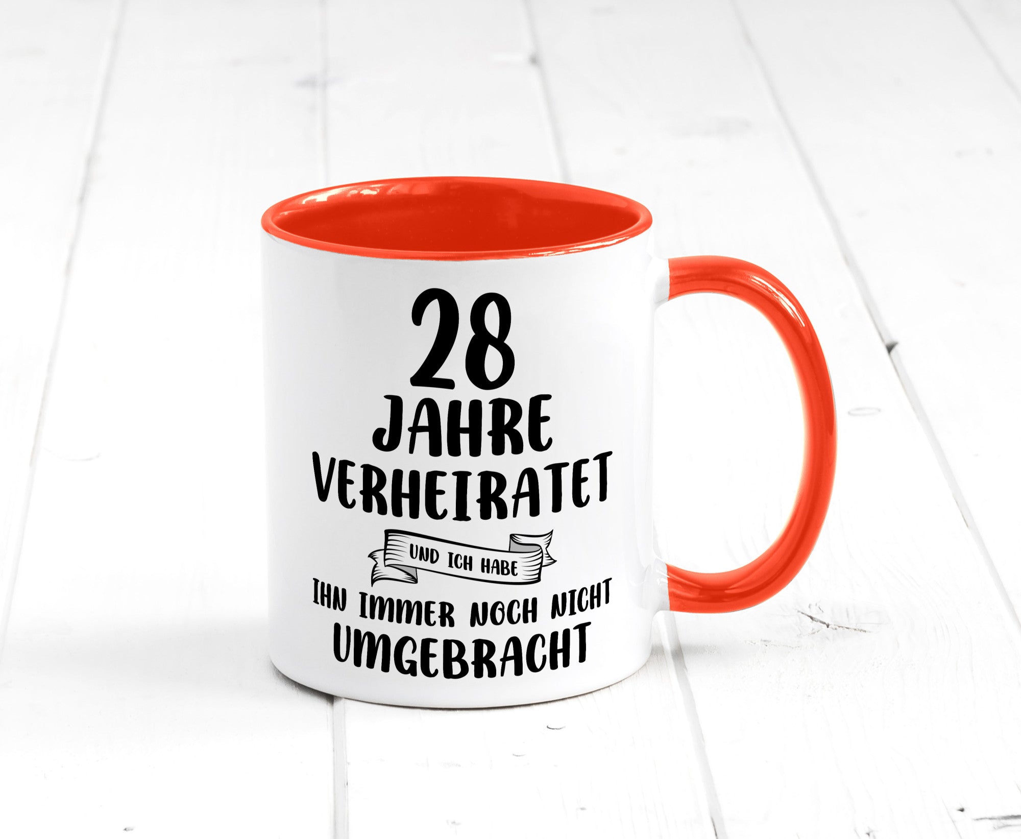 28 Jahre Verheiratet, immer noch am Leben! Geschenkidee Humor Tasse