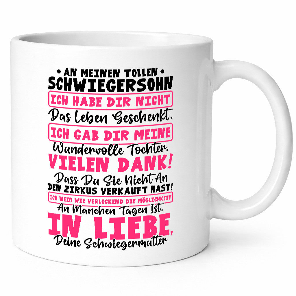 An meinen tollen Schwiegersohn vl5 Geschenkidee Familie Humor Tasse