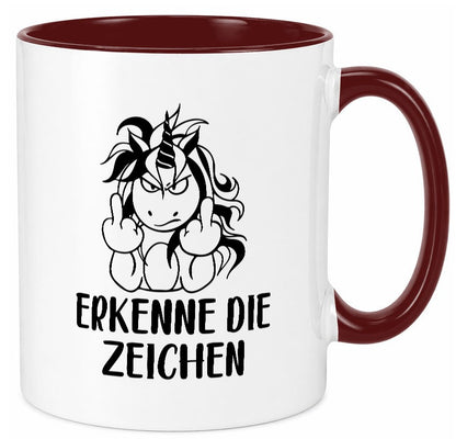 Erkenne die Zeichen | Stinkefinger Humor Geschenkidee Tasse