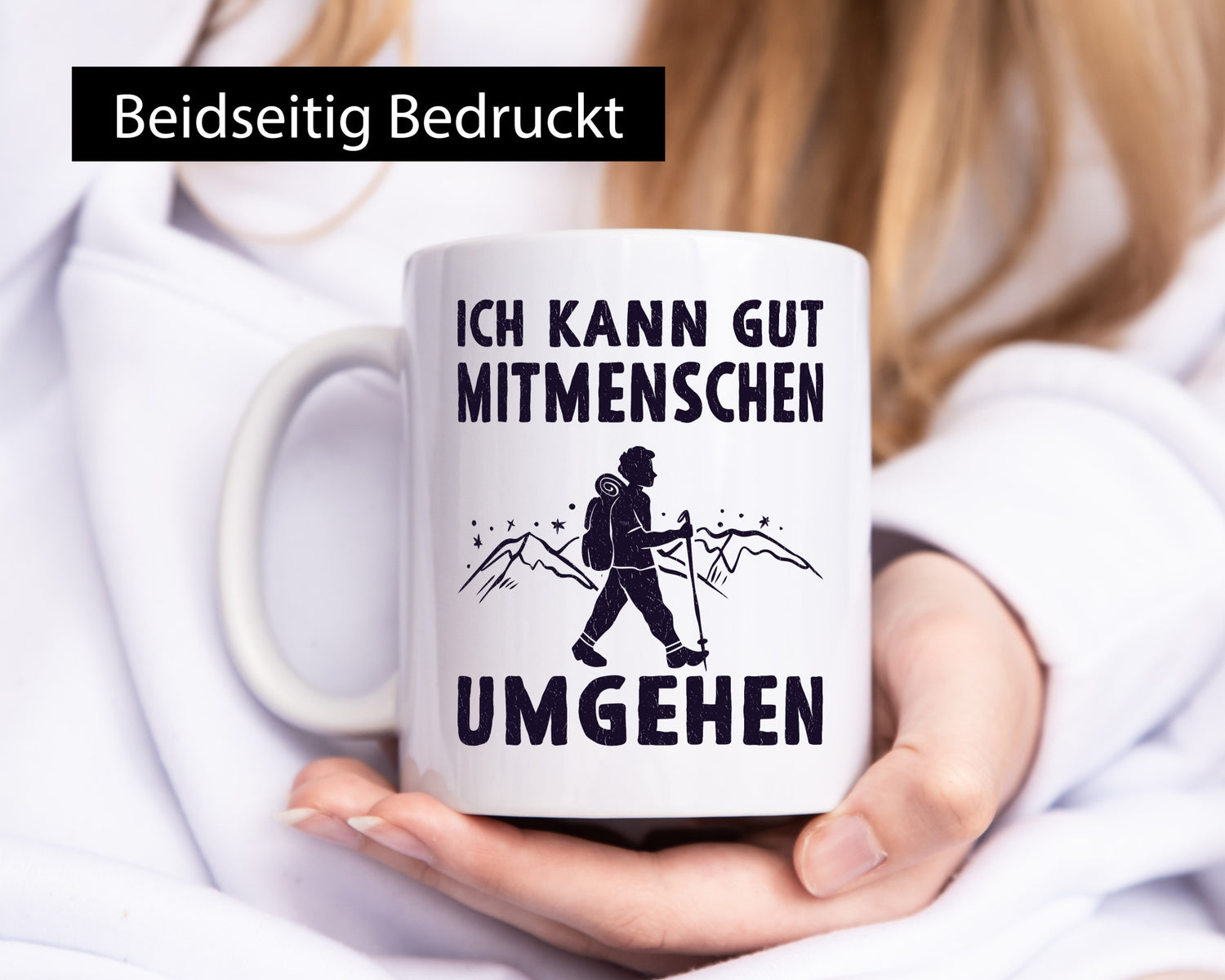 Ich kann gut Mitmenschen umgehen | Wanderer Humor Geschenkidee Tasse