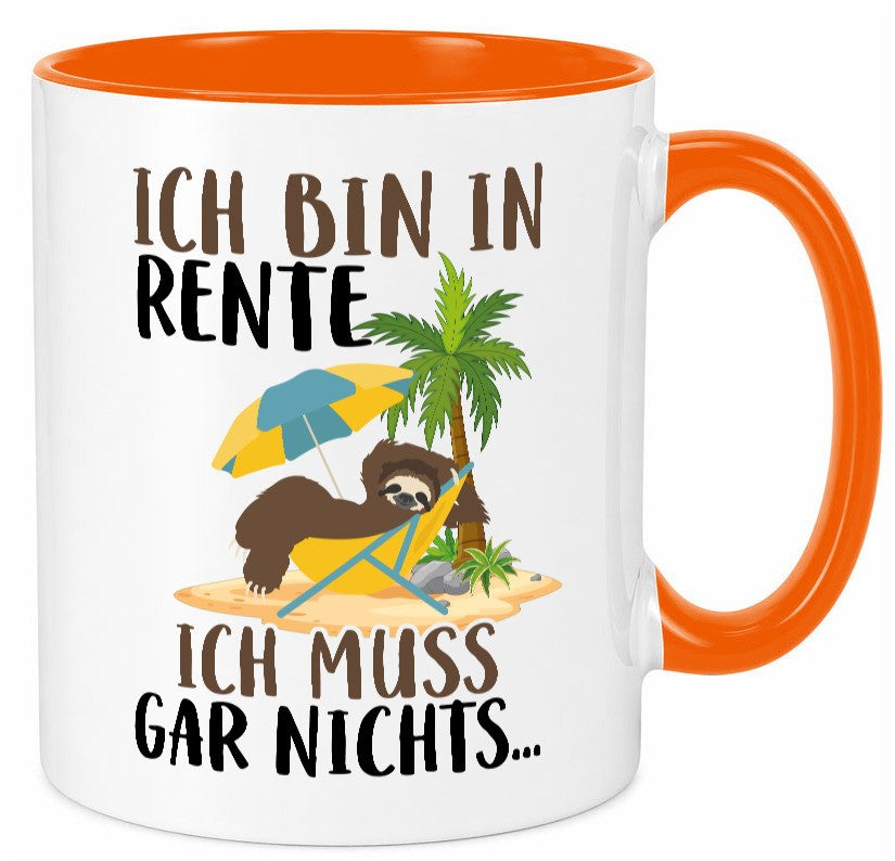 Ich bin in Rente | Faultier Rentner Ruhestand Geschenk Jubiläum lustiger Spruch Tasse