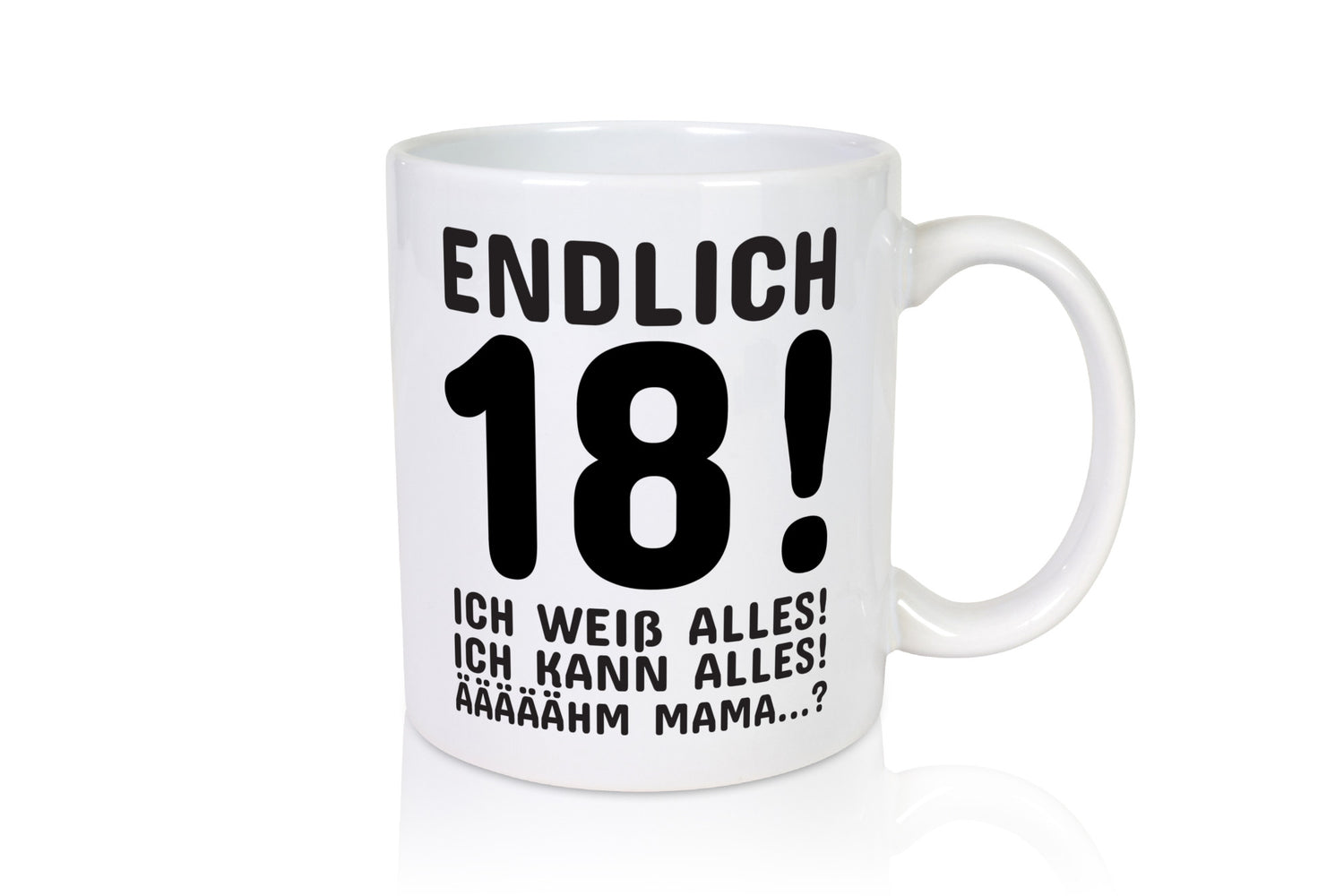 Endlich 18 | Geburtstag Tasse volljährig Erwachsen lustig Geschenkidee Geschenk