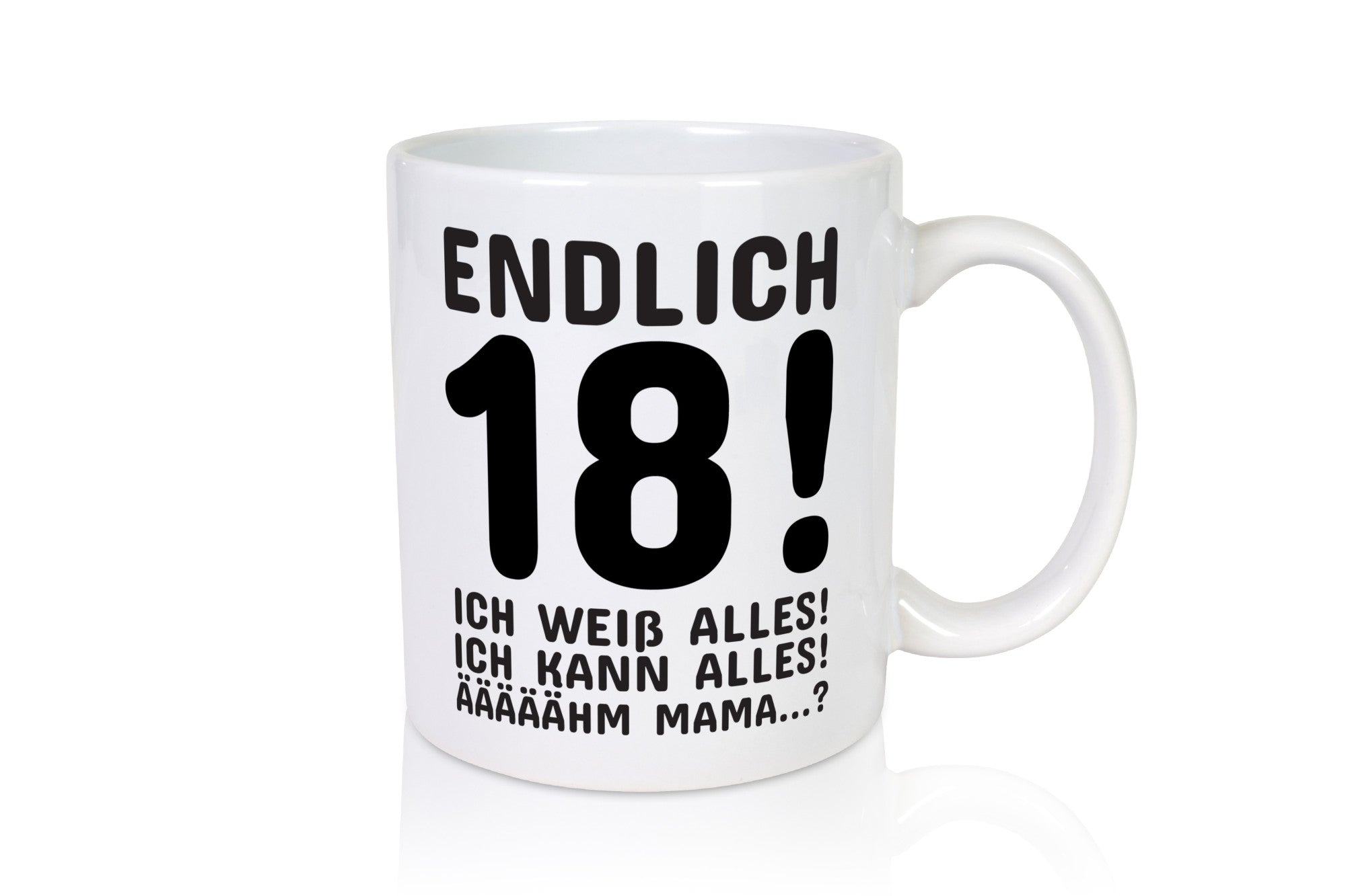 Endlich 18 | Geburtstag Tasse volljährig Erwachsen lustig Geschenkidee Geschenk