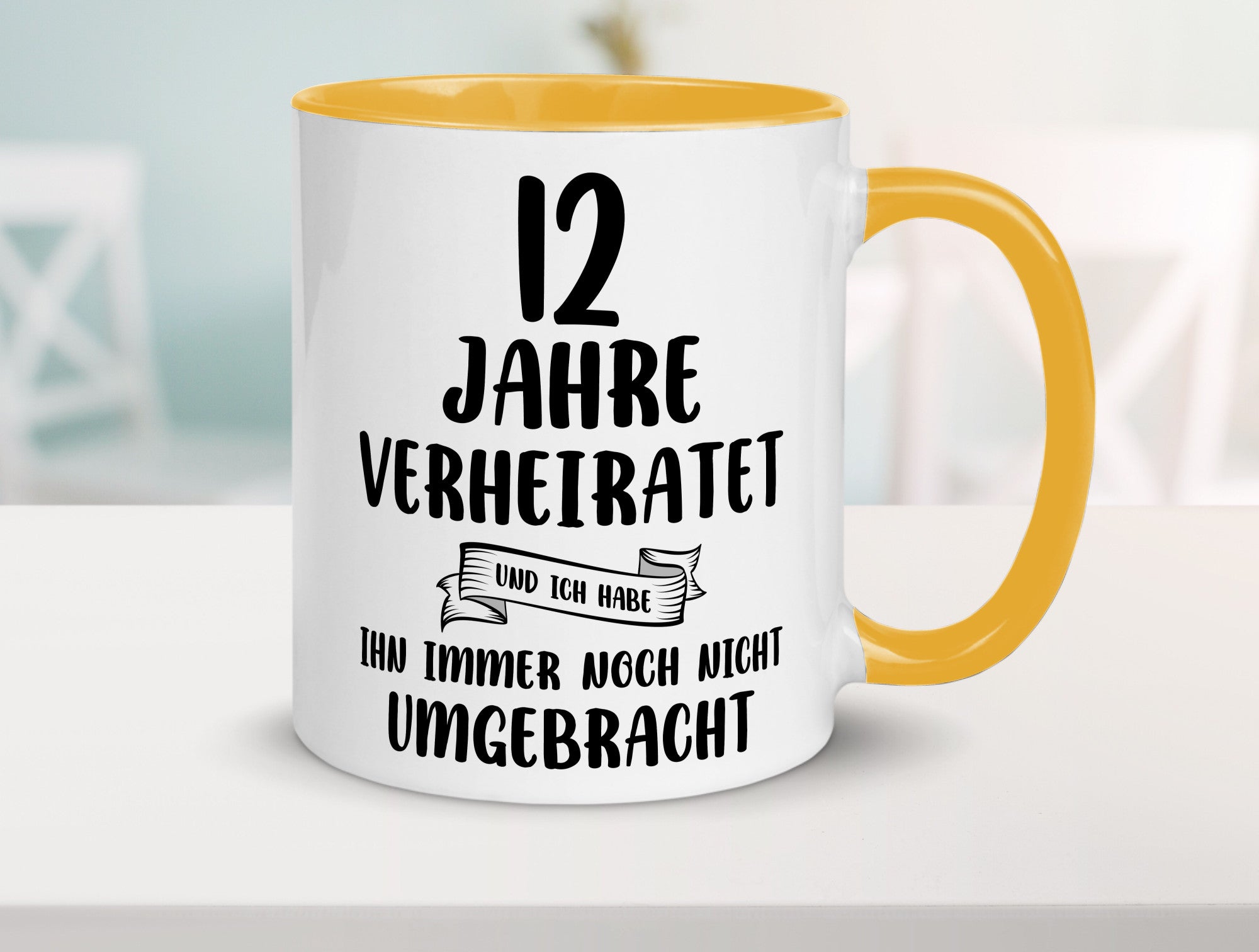 12 Jahre Verheiratet, immer noch am Leben! Geschenkidee Humor Tasse