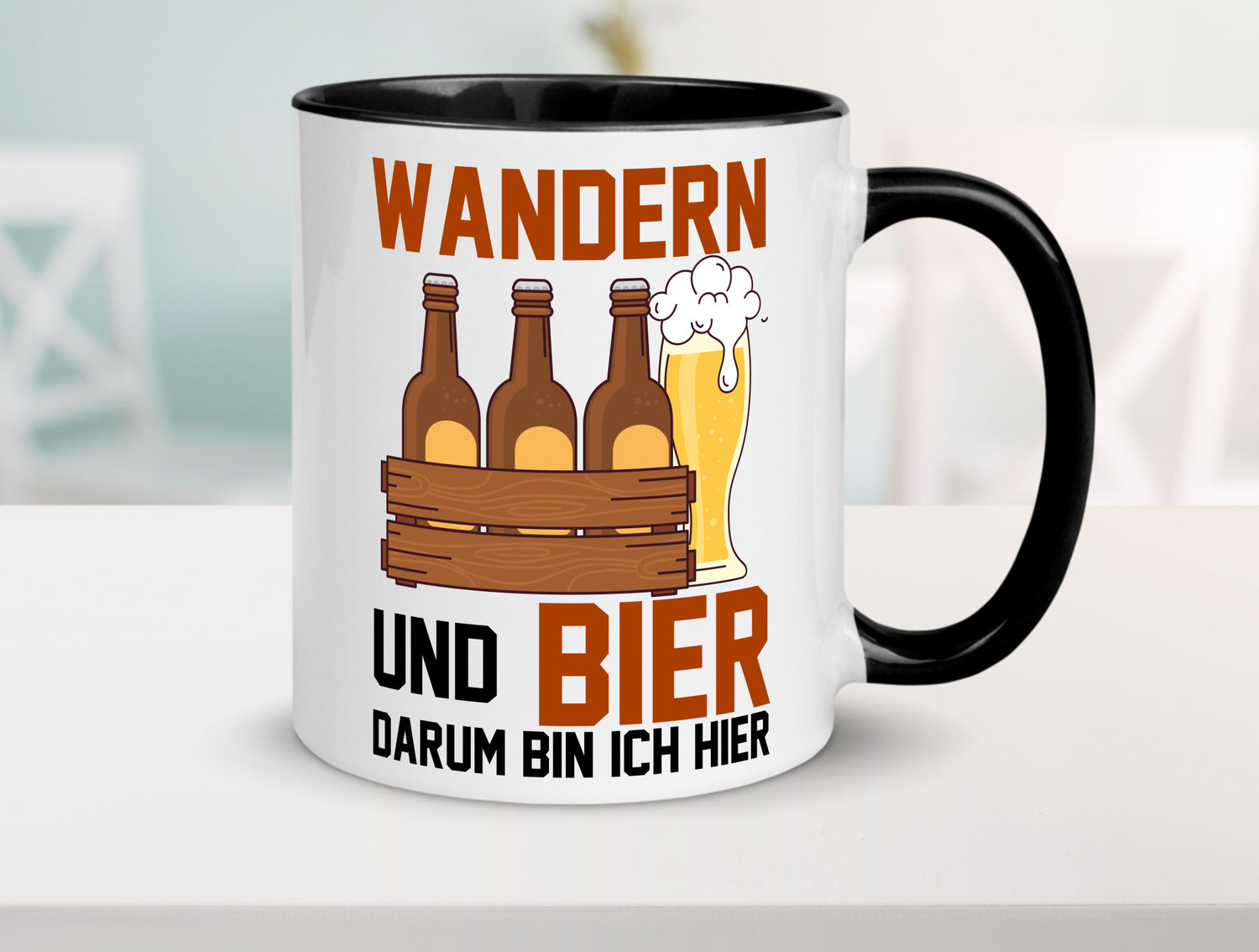 Wandern und Bier darum bin ich hier | Bierkasten lustiger Spruch Geschenk Humor
