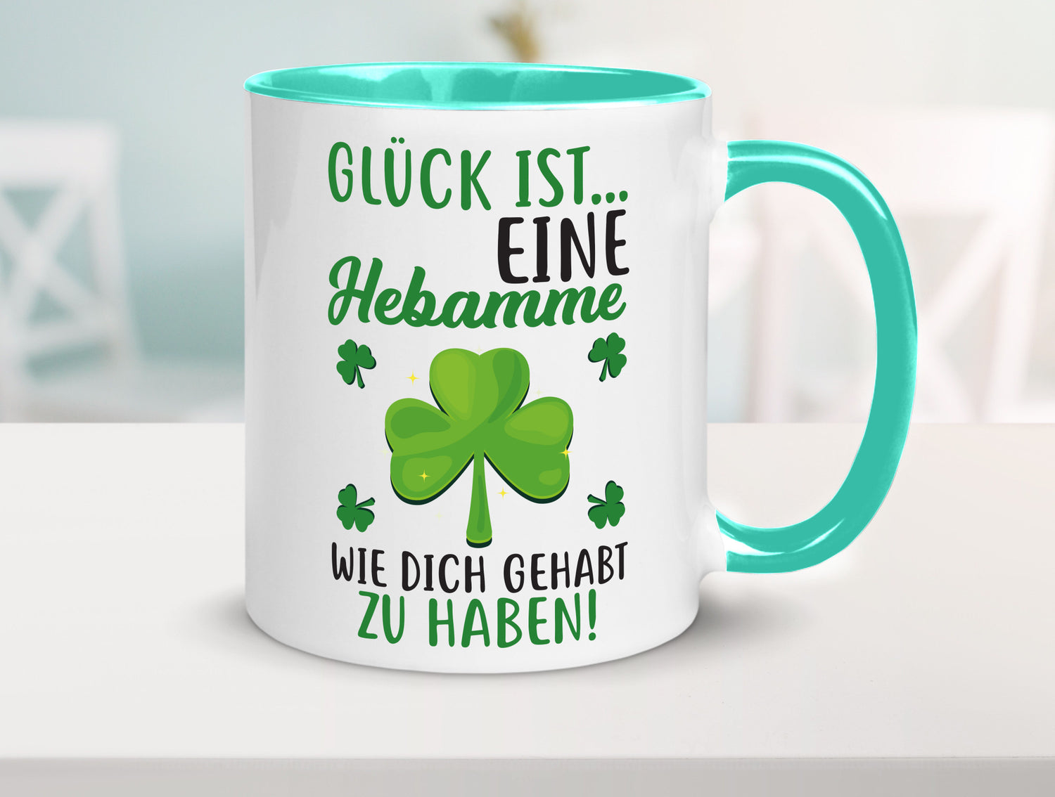 Hebamme Dankeschön | Dankes Tasse Kleeblätter Glück Humor Geschenkidee