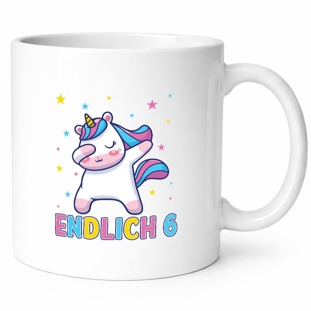 Endlich 6 | Einhorn Sterne lustiger Spruch Geschenk Humor Geschenkidee Tasse