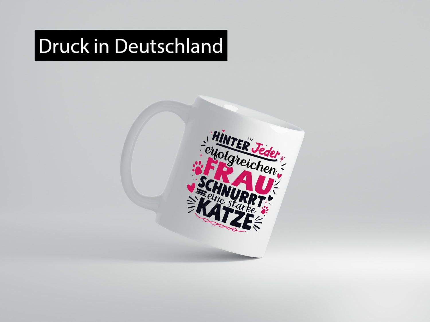Erfolgreiche Frau schnurrrt eine Starke Katze | Katzendame Humor Tierliebhaber