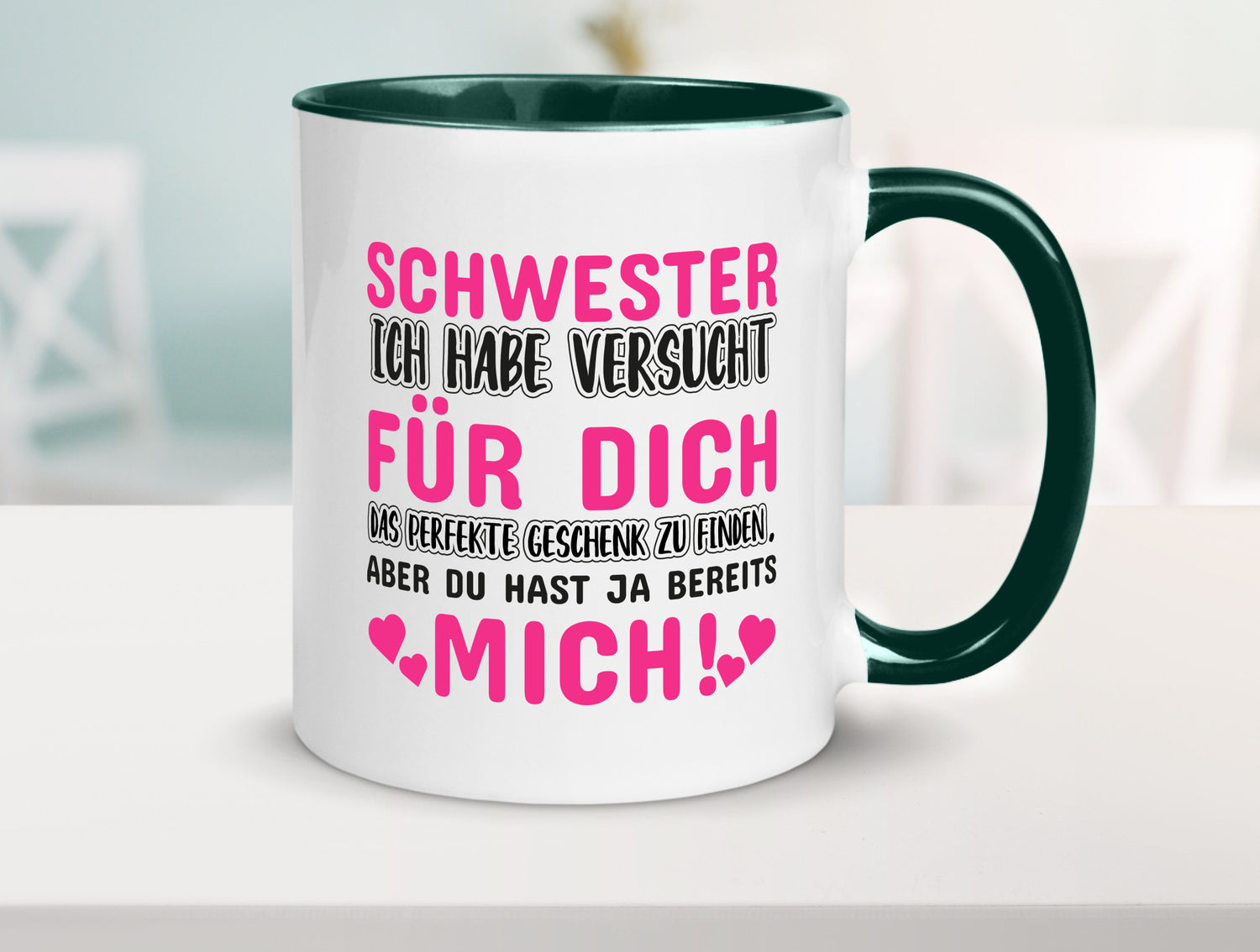 Schwester Tasse | lustiger Spruch Geschwisterliebe v2 Humor Geschenkidee