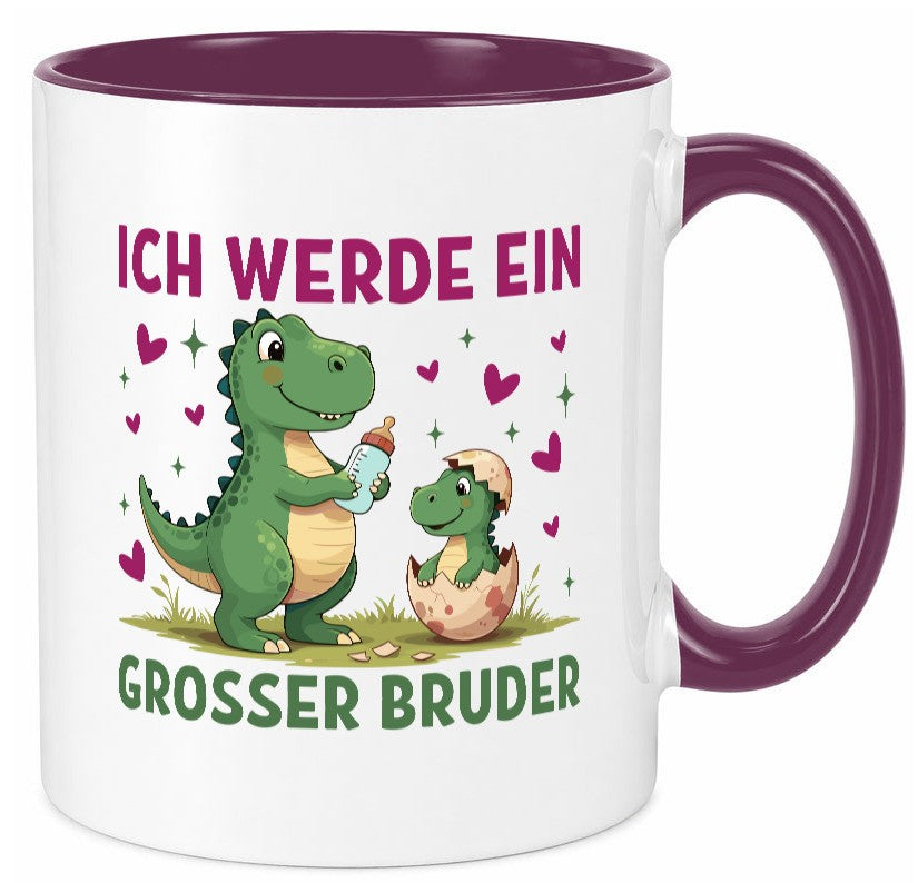 Ich werde ein Großer Bruder | Dino Dinosaurier lustiger Spruch Geschenk Humor Tasse