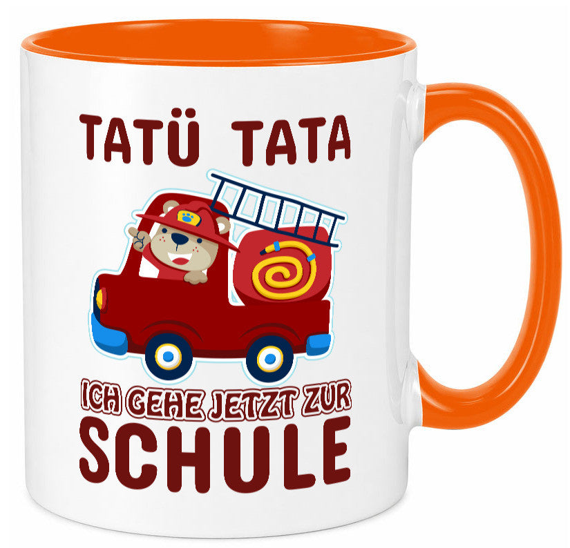 Bär in Feuerwehrauto | Tatü Tata Einschulung Tasse Humor Geschenkidee