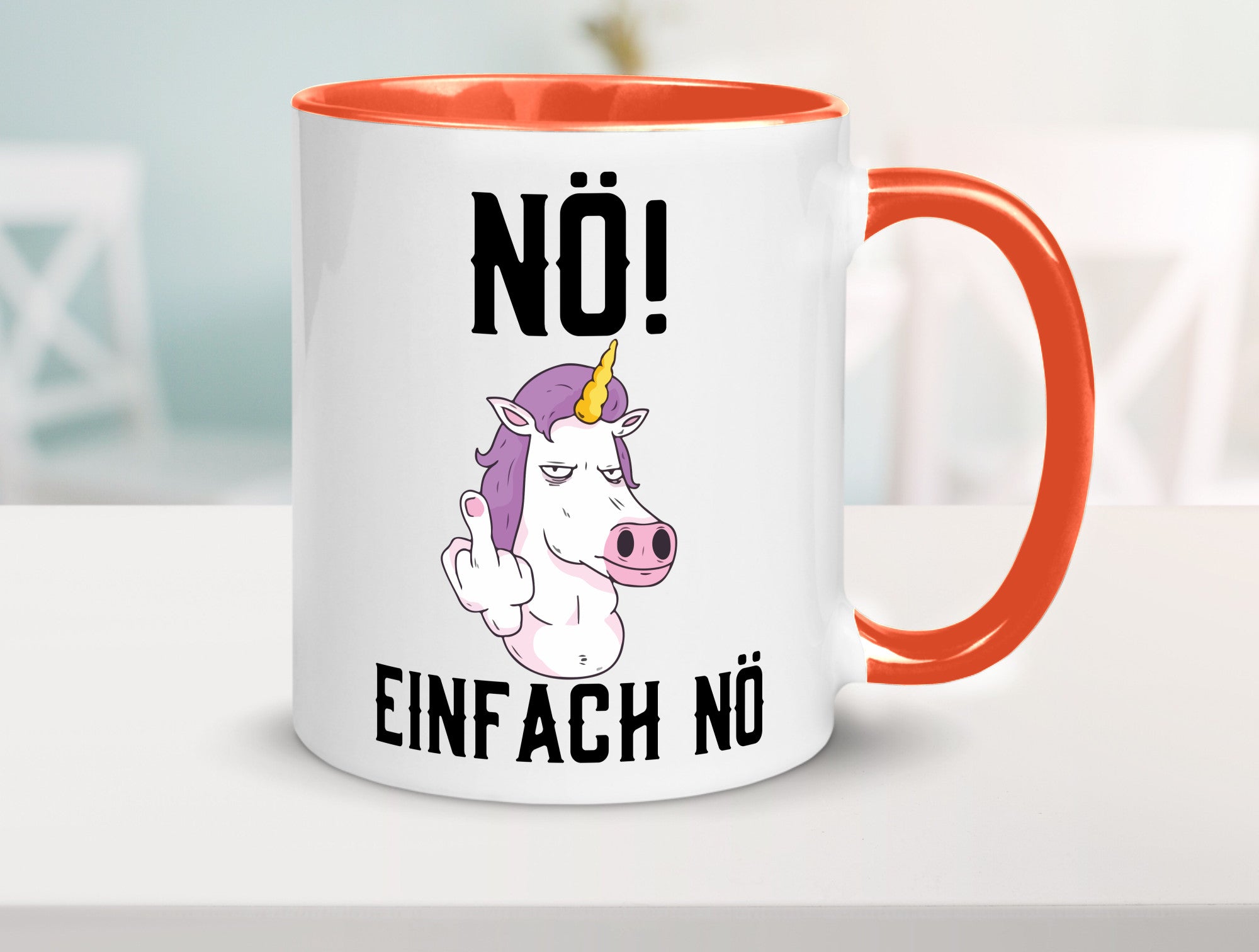 Einfach Nö | Keinen Bock Einhorn Mittelfinger Comic Geschenkidee Humor Tasse