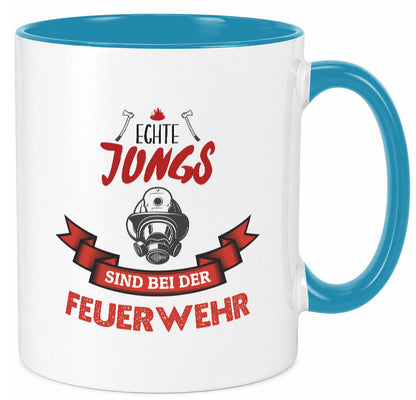 Echte Jungs sind bei der Feuerwehr | Feuerwehrmann lustiger Spruch Geschenk Tasse
