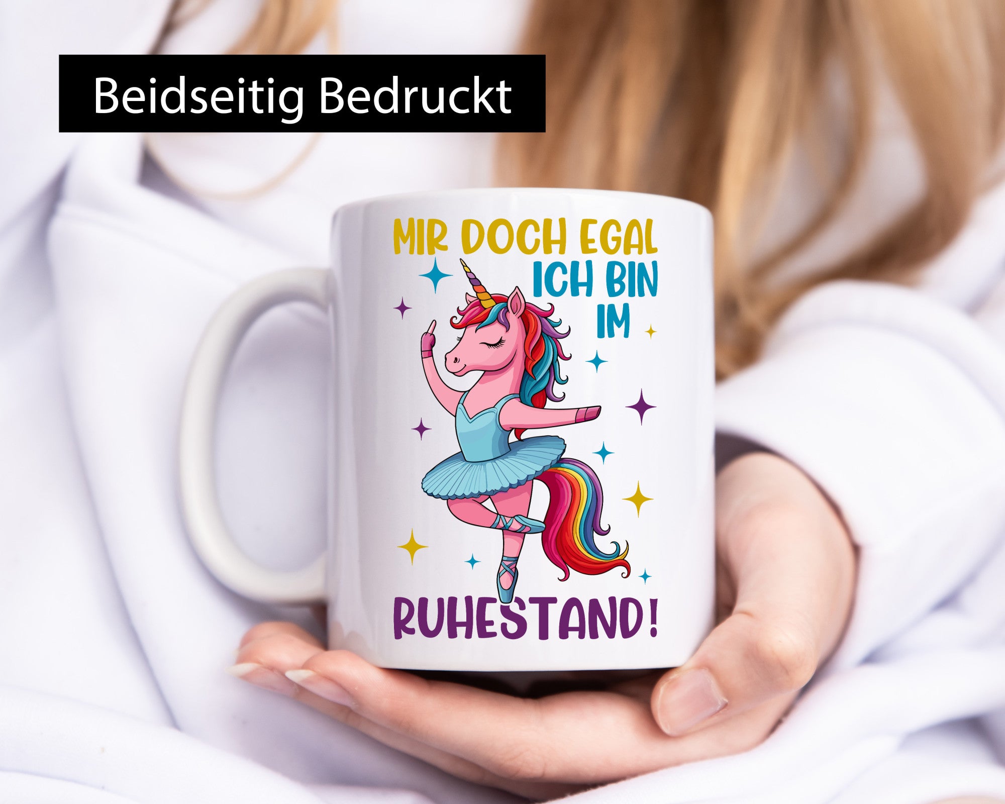 Bin im Ruhestand | Tanzendes Einhorn Geschenkidee Jubiläum Humor Tasse