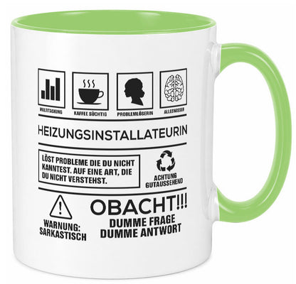 Achtung Probleme Heizungsinstallateurin | Heizung Humor Geschenkidee Tasse