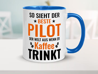 Kaffee trinkt: Pilot | Flugzeug Piloten lustiger Spruch Geschenk Humor
