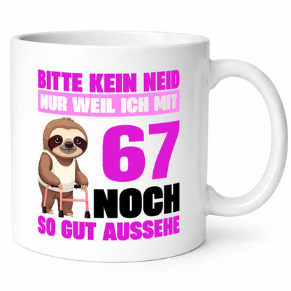 67. Geburtstag | Bitte kein neid Faultier 67 Jahre v2 lustiger Spruch Geschenk