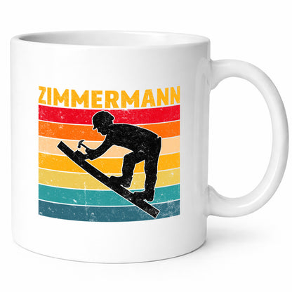 Zimmerman | Handwerker Dach Retro v2 lustig Humor Geschenkidee Geschenk Tasse
