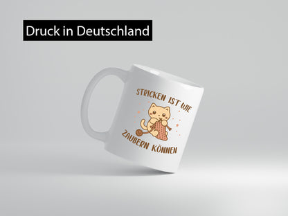 Stricken ist wie zaubern können | Strickschal Teddy Humor Geschenkidee Tasse