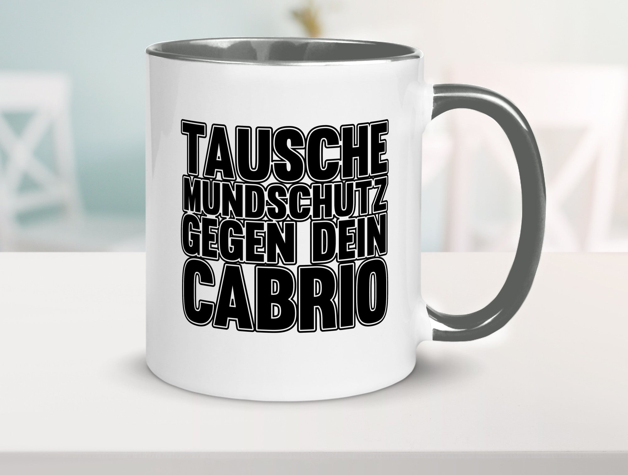 Tausche Mundschutz gegen Cabrio| | Cabrio Geschenkidee Humor Tasse