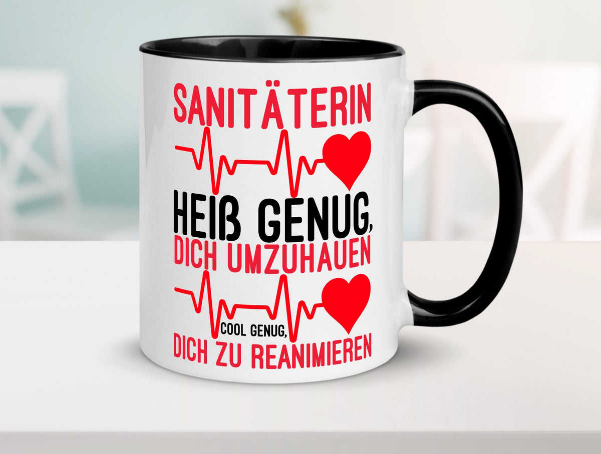 Heiße Sanitäterin | Reanimation Puls Rettungsdienst lustiger Spruch Geschenk Tasse