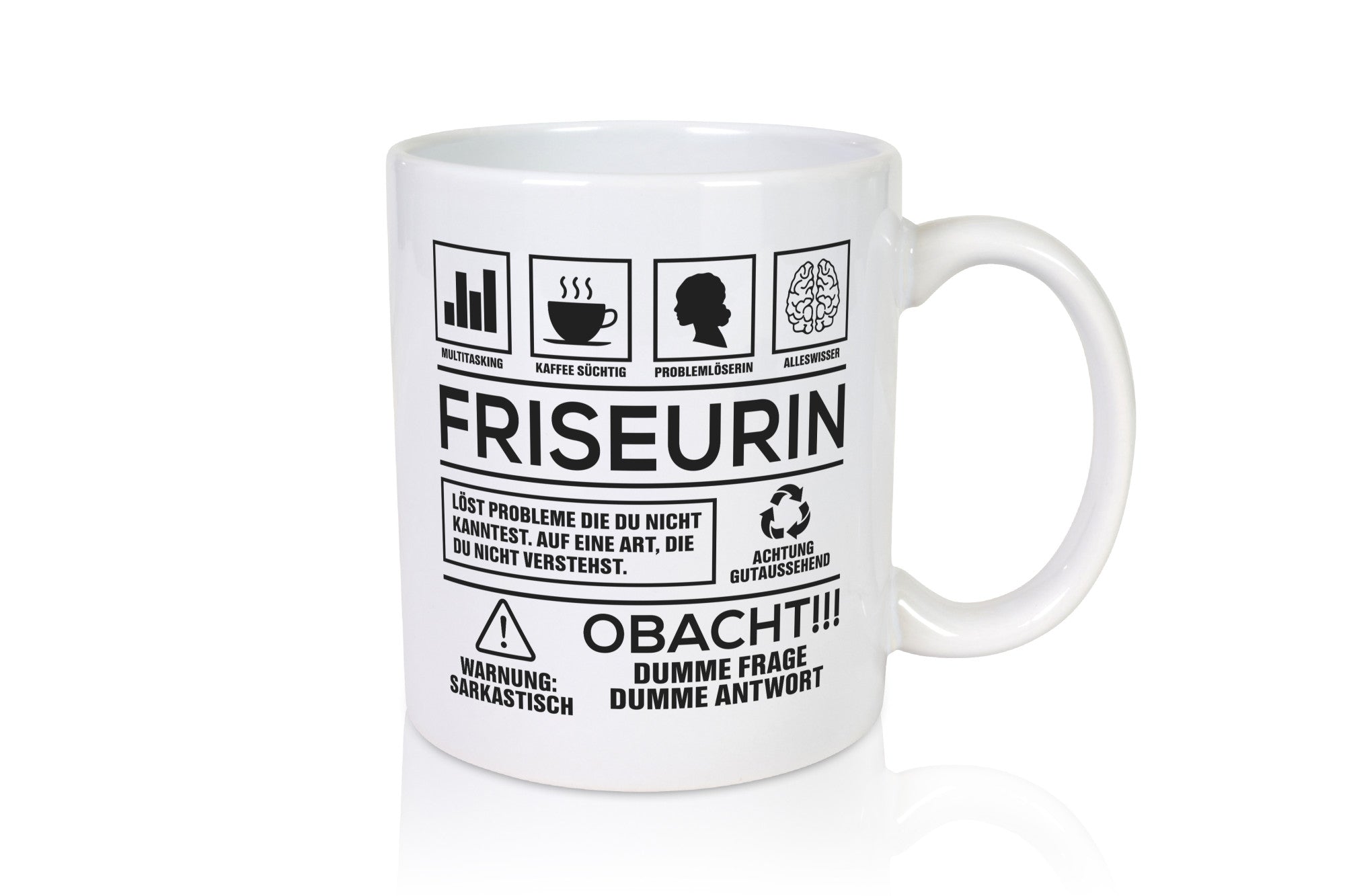 Achtung Probleme Friseurin | Friseuse Frisörin Geschenkidee Humor Tasse
