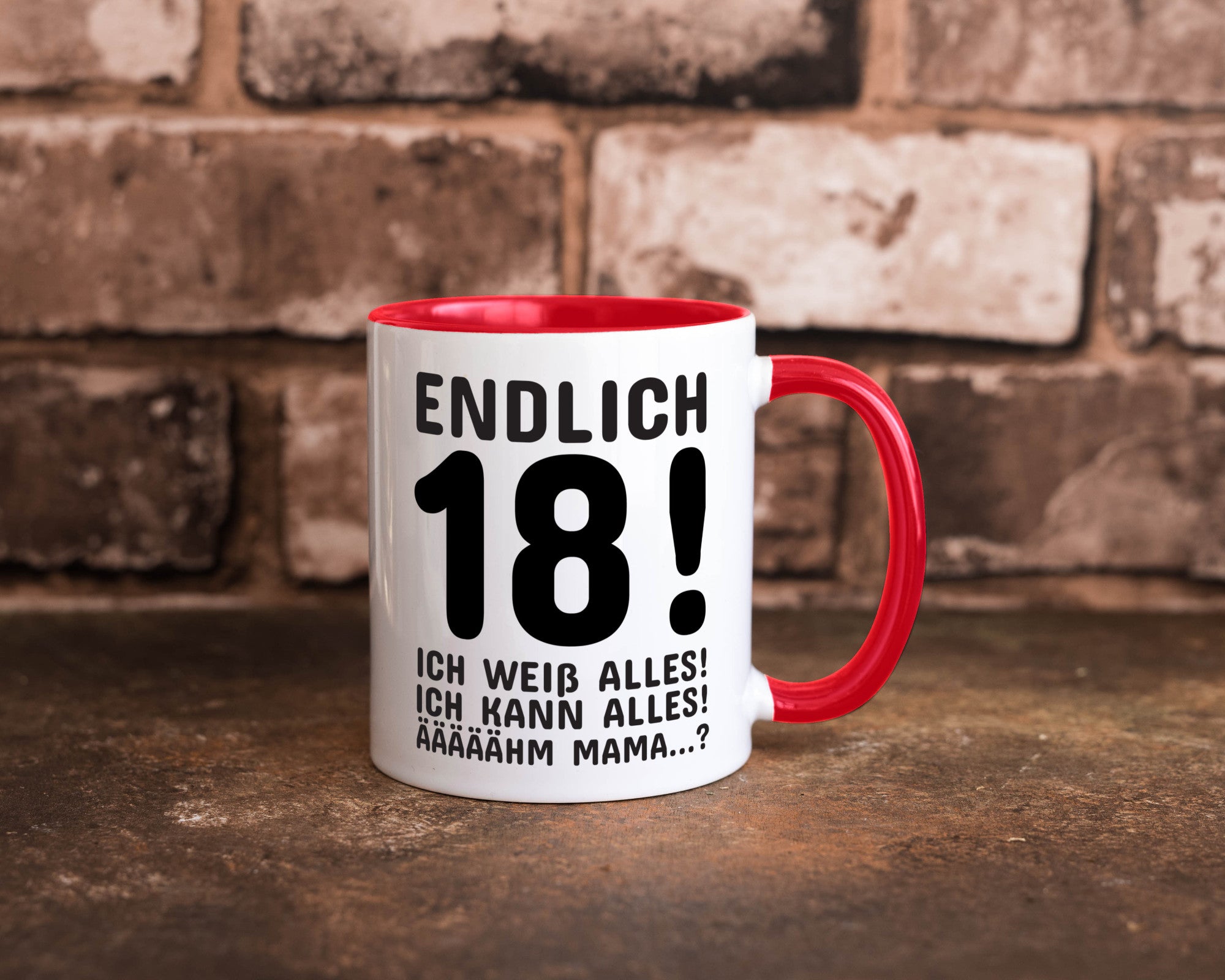 Endlich 18 | Geburtstag Tasse volljährig Erwachsen lustig Geschenkidee Geschenk